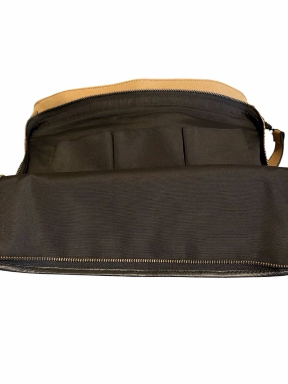 Coach Men’s Tan and Black Briefcase with Gold Accents